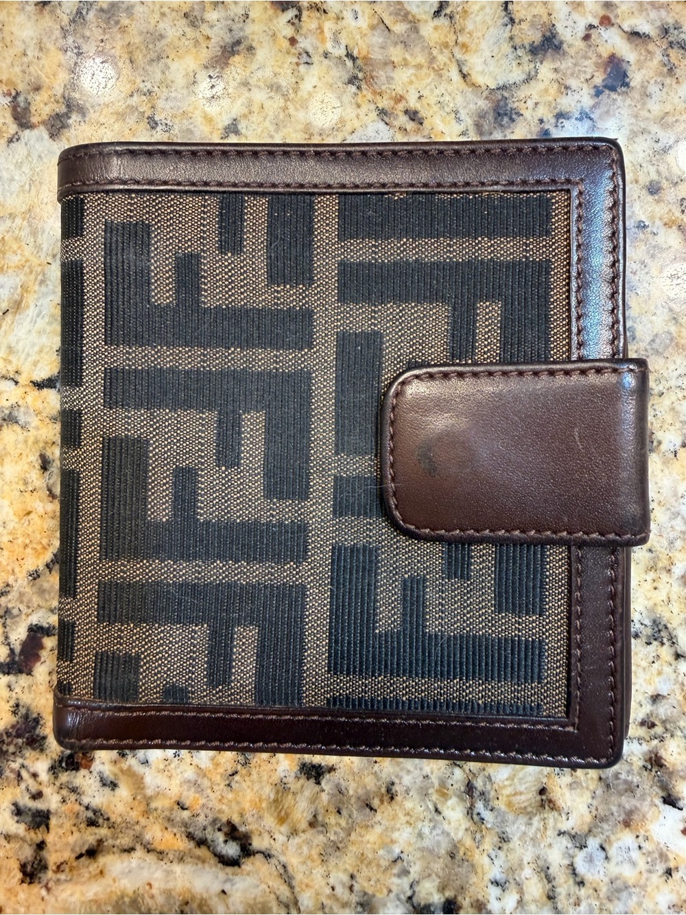 Fendi Brown Patterned Zucca Canvas Leather Bi-Fold Wallet